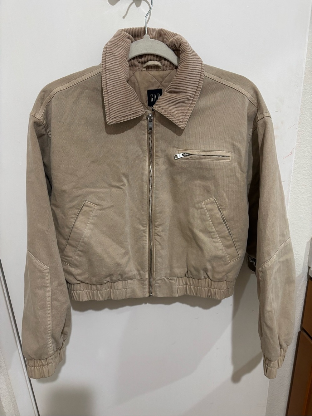 GAP Beige Corduroy-Collar Zip Jacket